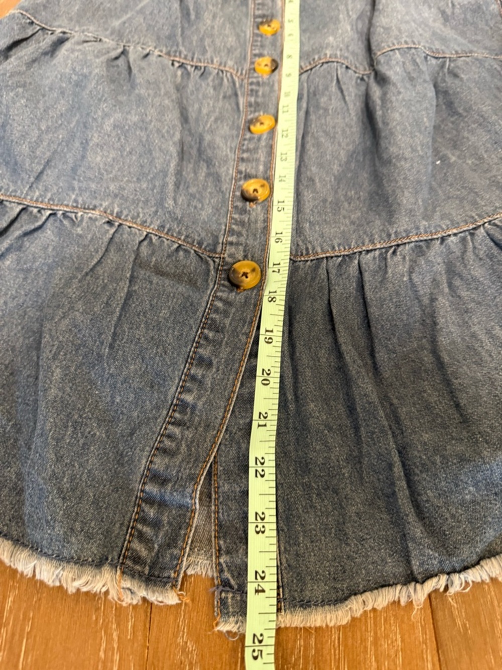 Westbound Blue Button-Front Tiered Denim Midi Skirt - Picture 3 of 9